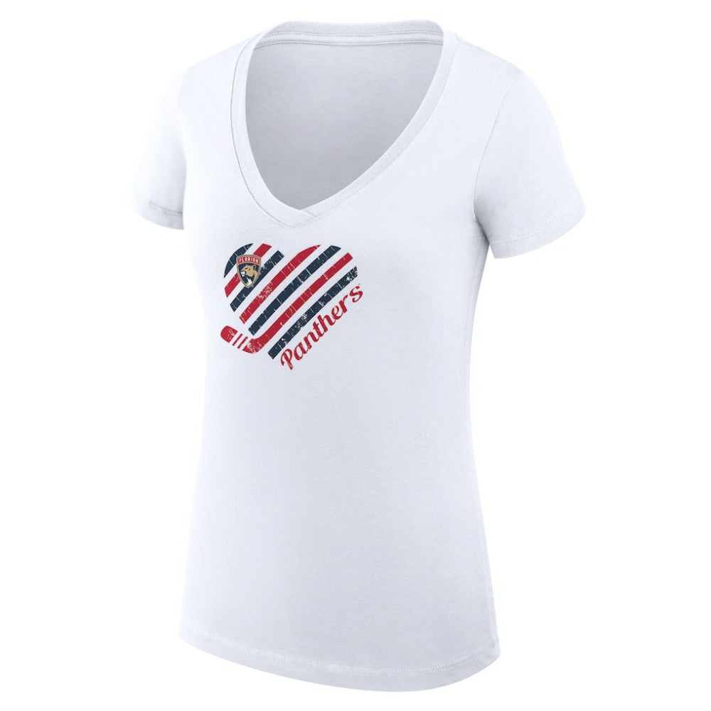 NHL Florida Panthers G-III 4Her by Carl Banks Women's Super-Slim Fit Lightweight Heart V-Neck T-Shirt