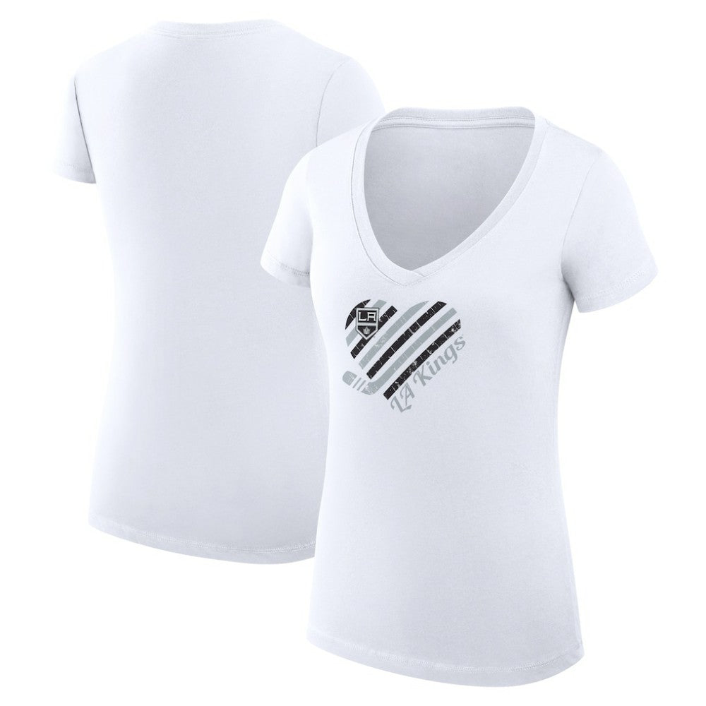 NHL Los Angeles Kings G-III 4Her by Carl Banks Women's Super-Slim Fit Lightweight Heart V-Neck T-Shirt