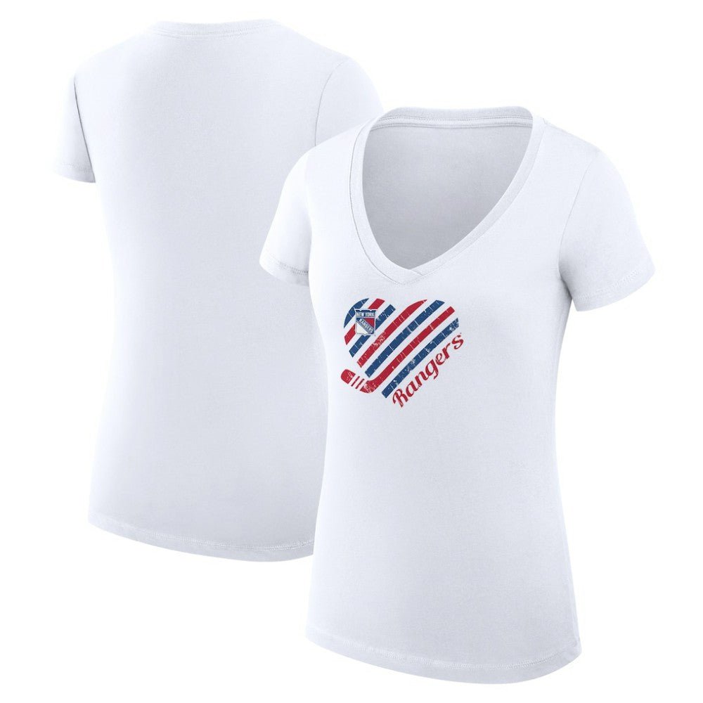 NHL New York Rangers G-III 4Her by Carl Banks Women's Super-Slim Fit Lightweight Heart V-Neck T-Shirt