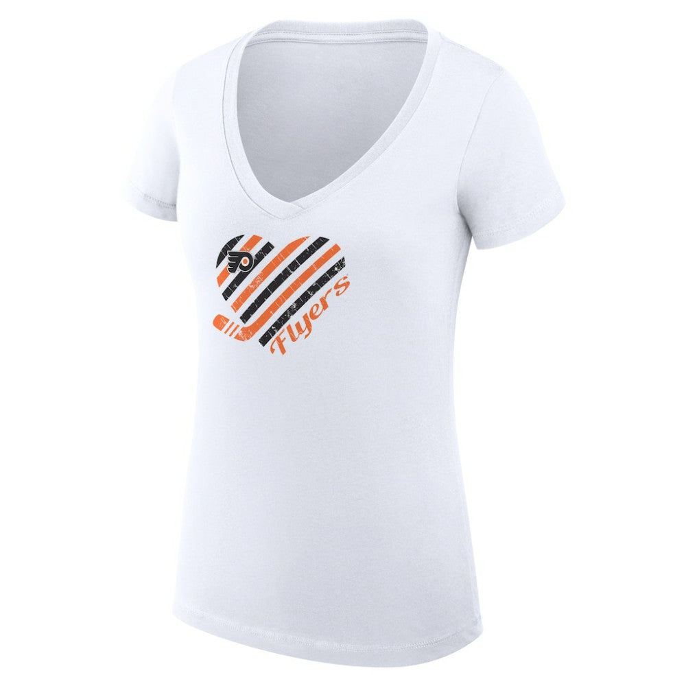 NHL Philadelphia Flyers G-III 4Her by Carl Banks Women's Super-Slim Fit Lightweight Heart V-Neck T-Shirt