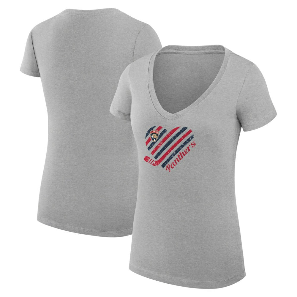 NHL Florida Panthers G-III 4Her by Carl Banks Women's Super-Slim Fit Lightweight Heart V-Neck T-Shirt