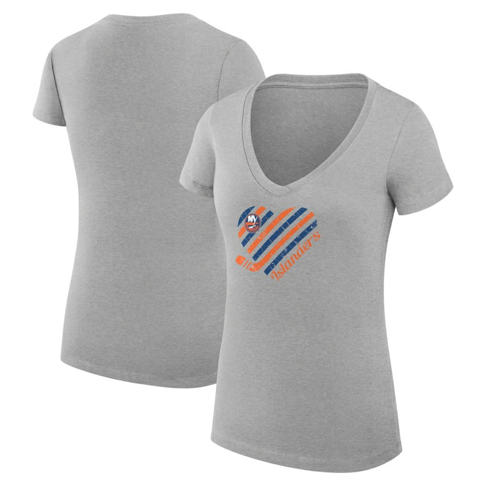 NHL New York Islanders G-III 4Her by Carl Banks Women's Super-Slim Fit Lightweight Heart V-Neck T-Shirt