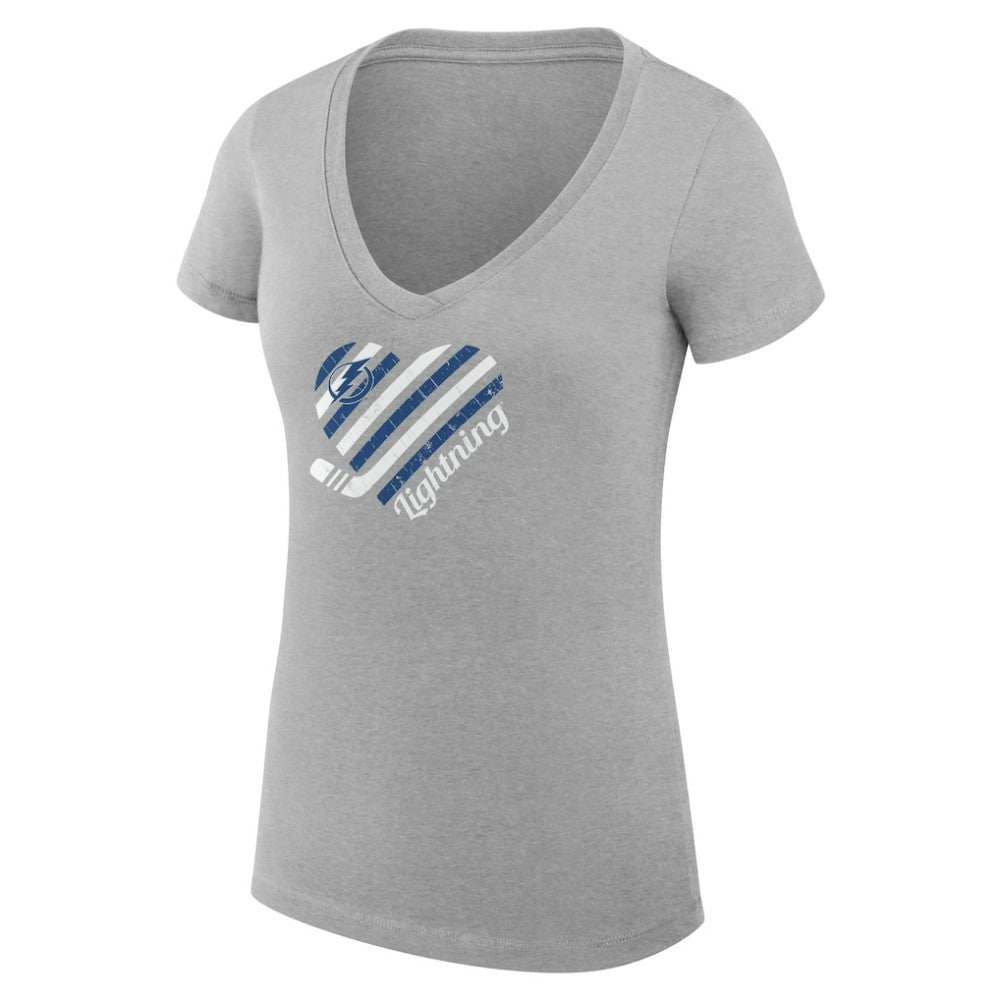 NHL Tampa Bay Lightning G-III 4Her by Carl Banks Women's Super-Slim Fit Lightweight Heart V-Neck T-Shirt