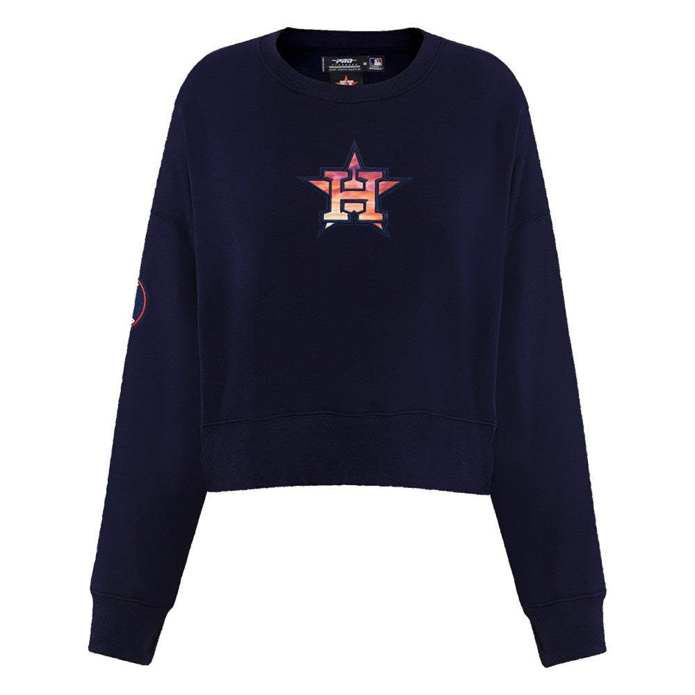 Navy Houston Astros Pro Standard Women's Painted Sky Pullover Sweatshirt