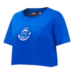 Royal Chicago Cubs Pro Standard Women's Painted Sky Boxy Cropped T-Shirt