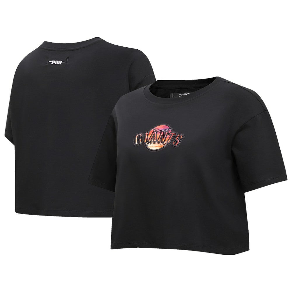 Black San Francisco Giants Pro Standard Women's Painted Sky Boxy Cropped T-Shirt