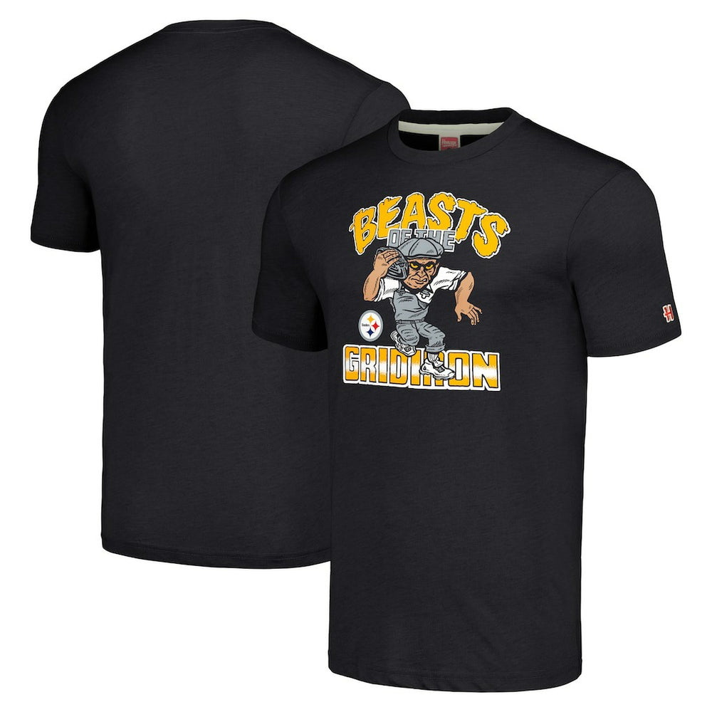 Homage Unisex Monsters of the Gridiron Halloween Tri-Blend T-Shirt - Pittsburgh Steelers T-shirts