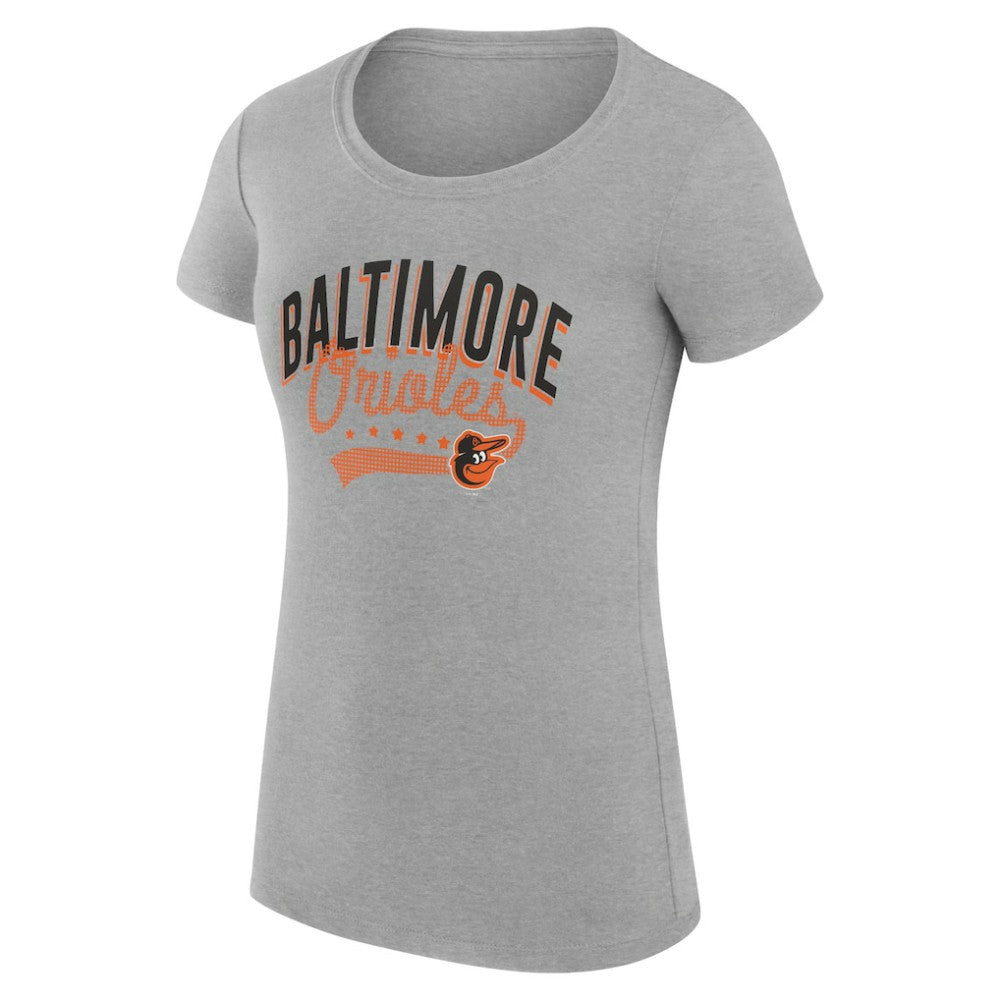 Heather Gray Baltimore Orioles G-III 4Her by Carl Banks Women's Super-Slim Fit Lightweight Filigree Team T-Shirt