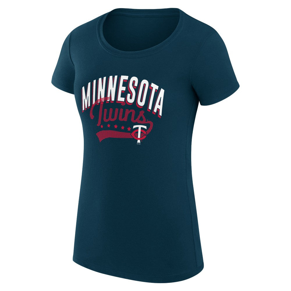 Navy Minnesota Twins G-III 4Her by Carl Banks Women's Super-Slim Fit Lightweight Filigree Team T-Shirt