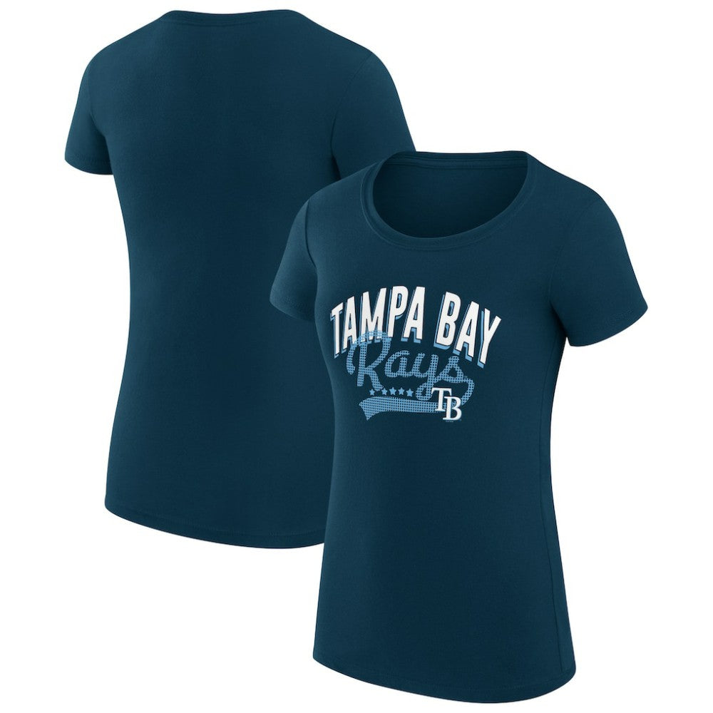Navy Tampa Bay Rays G-III 4Her by Carl Banks Women's Super-Slim Fit Lightweight Filigree Team T-Shirt