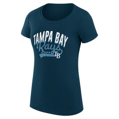 Navy Tampa Bay Rays G-III 4Her by Carl Banks Women's Super-Slim Fit Lightweight Filigree Team T-Shirt