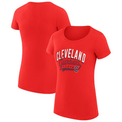 Red Cleveland Guardians G-III 4Her by Carl Banks Women's Super-Slim Fit Lightweight Filigree Team T-Shirt