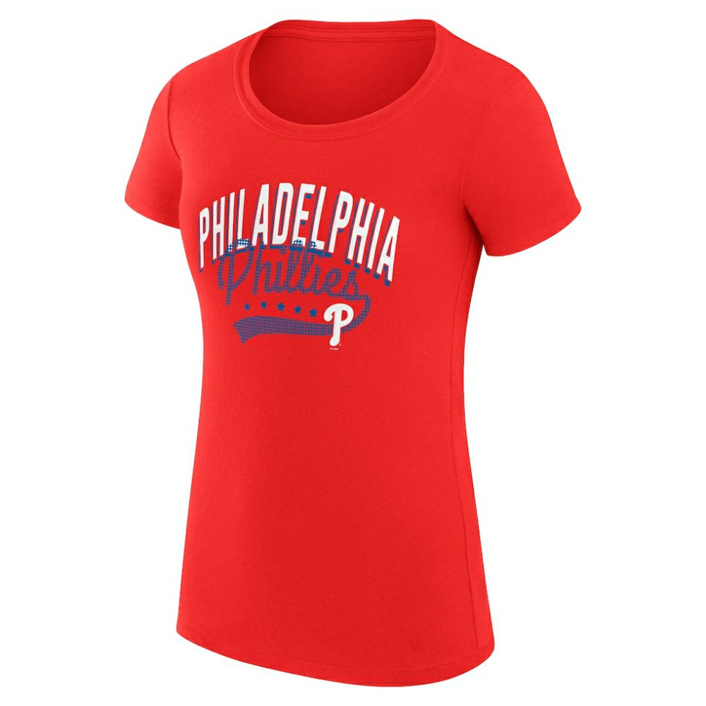 Red Philadelphia Phillies G-III 4Her by Carl Banks Women's Super-Slim Fit Lightweight Filigree Team T-Shirt