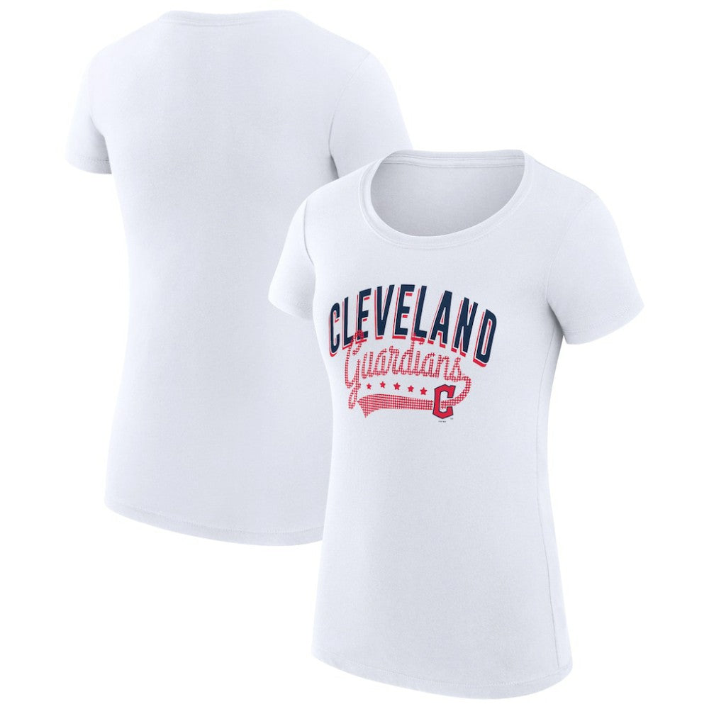 White Cleveland Guardians G-III 4Her by Carl Banks Women's Super-Slim Fit Lightweight Filigree Team T-Shirt