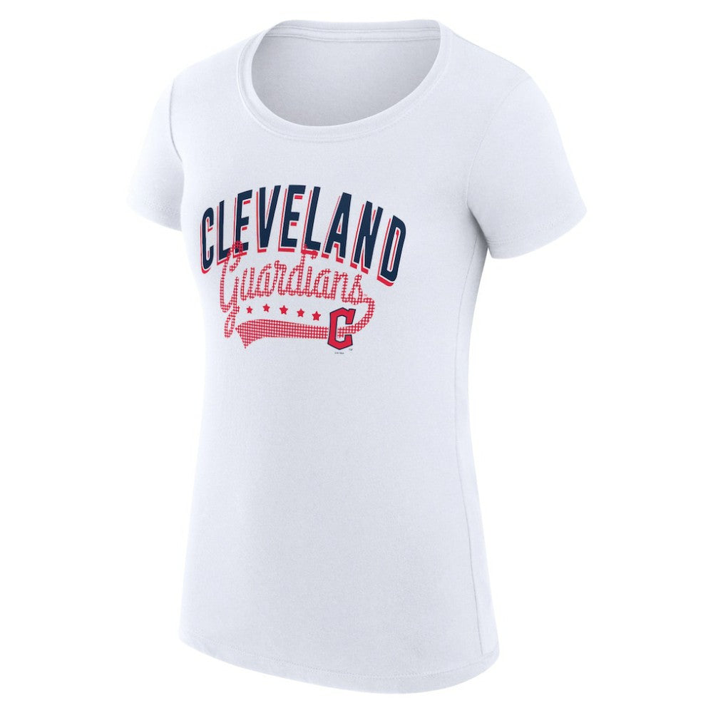 White Cleveland Guardians G-III 4Her by Carl Banks Women's Super-Slim Fit Lightweight Filigree Team T-Shirt