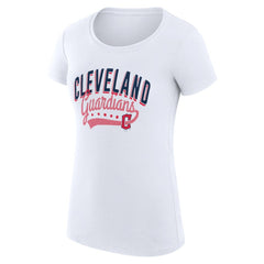 White Cleveland Guardians G-III 4Her by Carl Banks Women's Super-Slim Fit Lightweight Filigree Team T-Shirt
