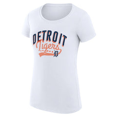 White Detroit Tigers G-III 4Her by Carl Banks Women's Super-Slim Fit Lightweight Filigree Team T-Shirt