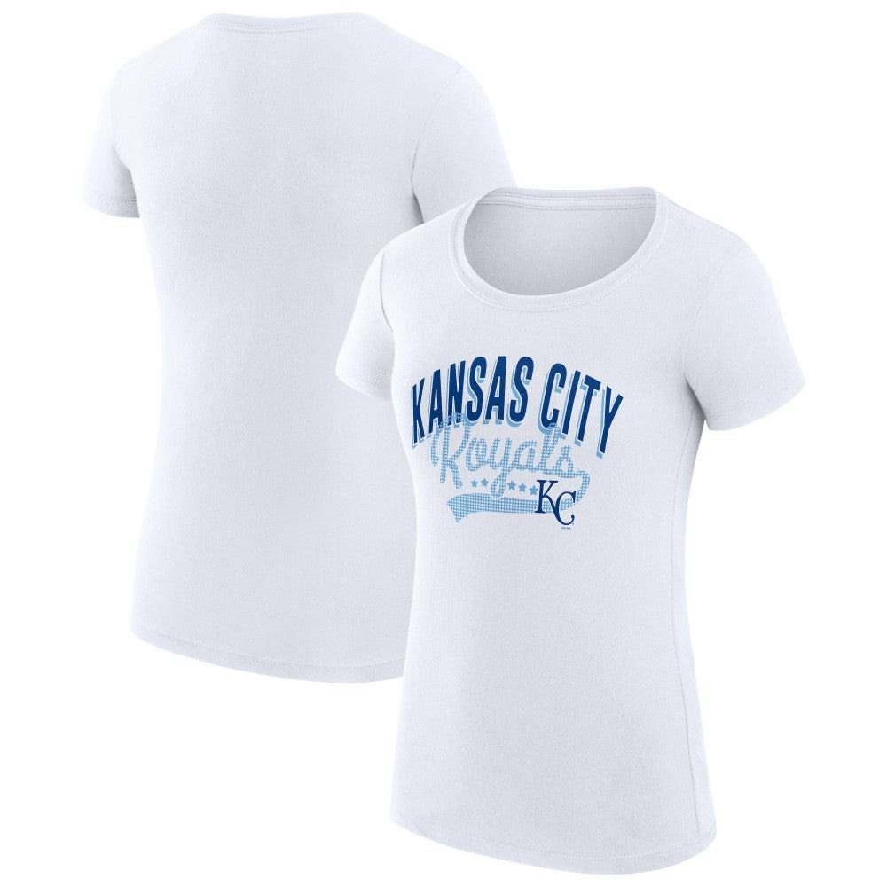 White Kansas City Royals G-III 4Her by Carl Banks Women's Super-Slim Fit Lightweight Filigree Team T-Shirt