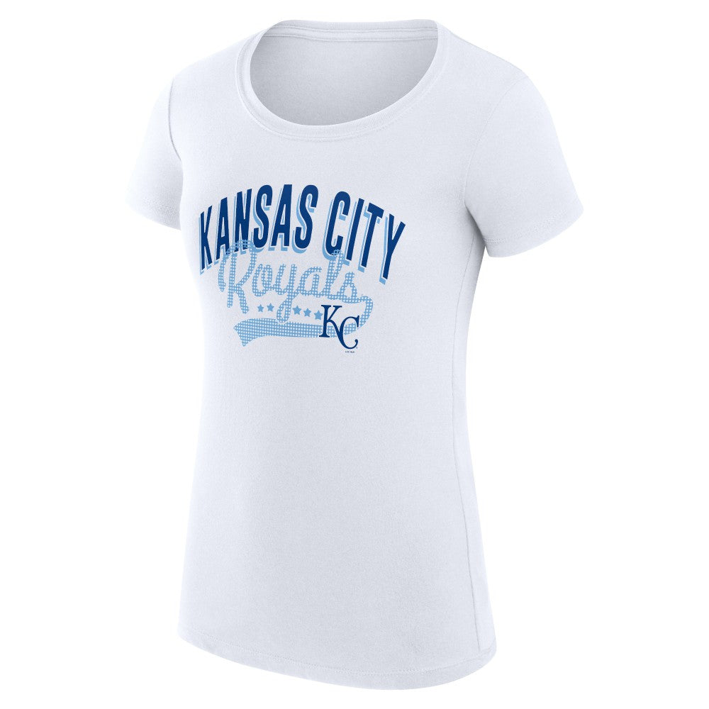 White Kansas City Royals G-III 4Her by Carl Banks Women's Super-Slim Fit Lightweight Filigree Team T-Shirt