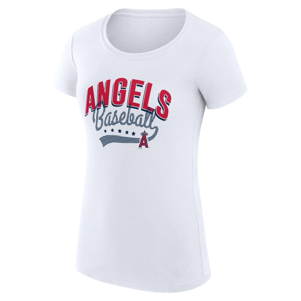 White Los Angeles Angels G-III 4Her by Carl Banks Women's Super-Slim Fit Lightweight Filigree Team T-Shirt