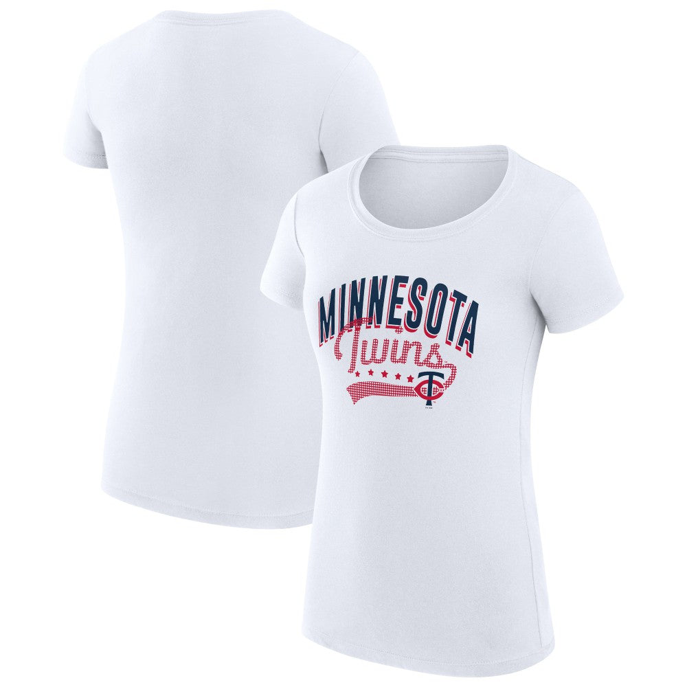 White Minnesota Twins G-III 4Her by Carl Banks Women's Super-Slim Fit Lightweight Filigree Team T-Shirt