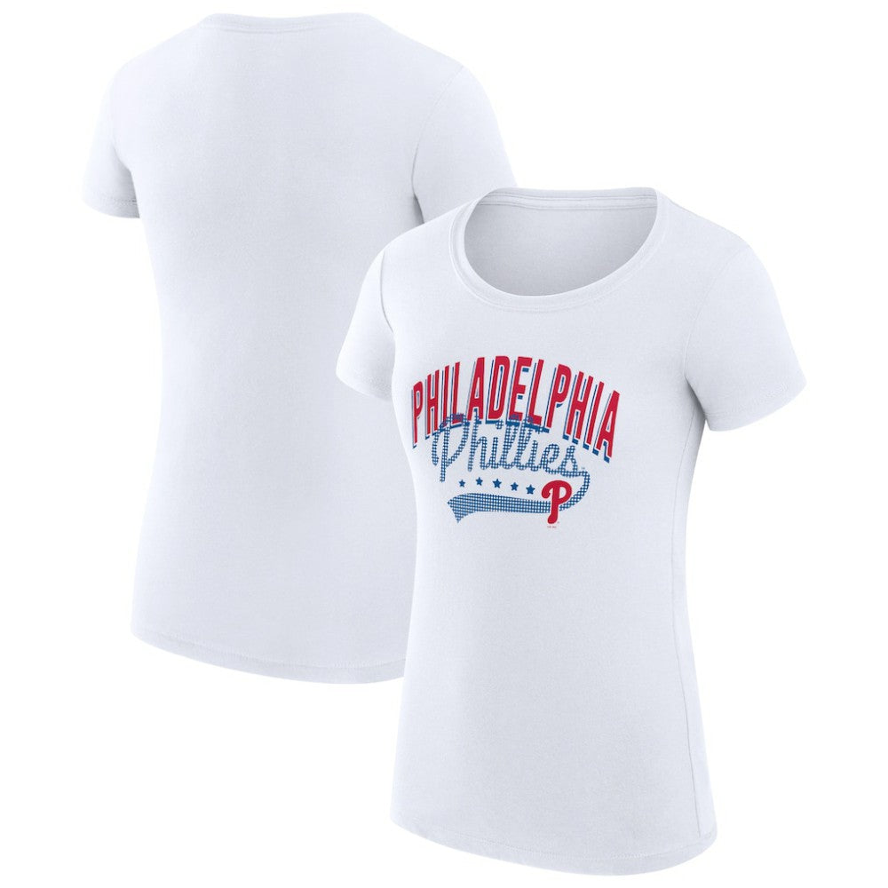 White Philadelphia Phillies G-III 4Her by Carl Banks Women's Super-Slim Fit Lightweight Filigree Team T-Shirt