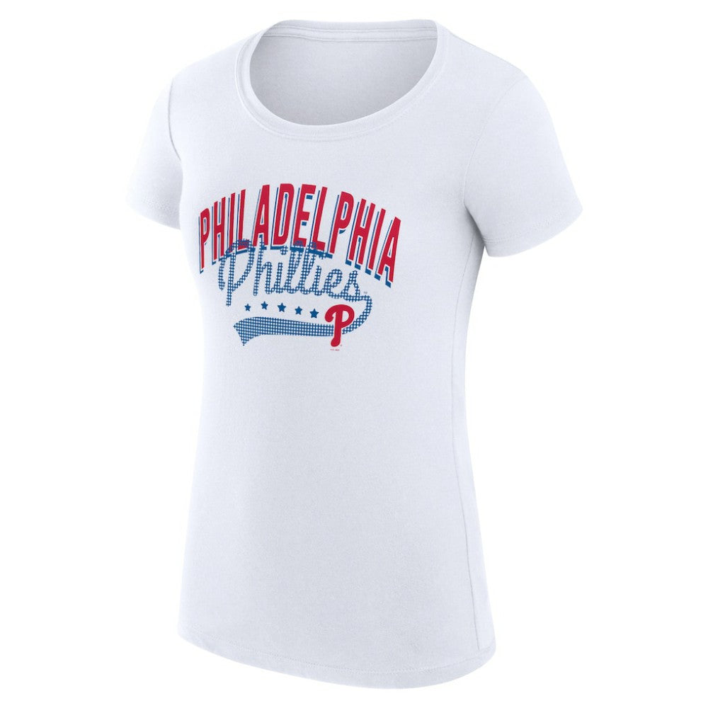 White Philadelphia Phillies G-III 4Her by Carl Banks Women's Super-Slim Fit Lightweight Filigree Team T-Shirt