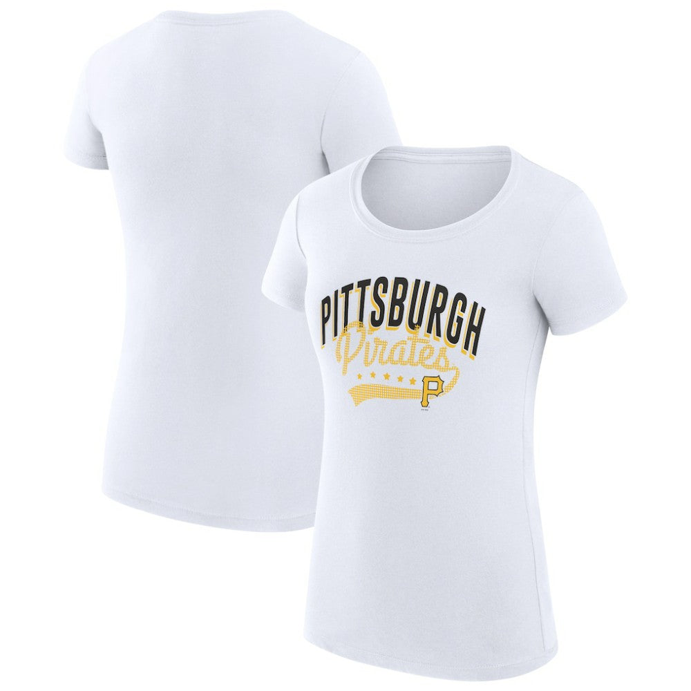 White Pittsburgh Pirates G-III 4Her by Carl Banks Women's Super-Slim Fit Lightweight Filigree Team T-Shirt