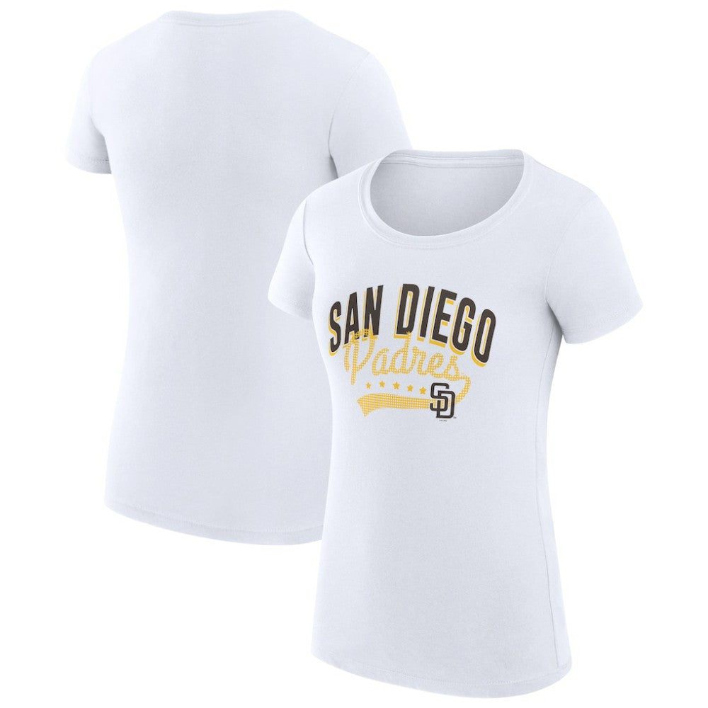 White San Diego Padres G-III 4Her by Carl Banks Women's Super-Slim Fit Lightweight Filigree Team T-Shirt