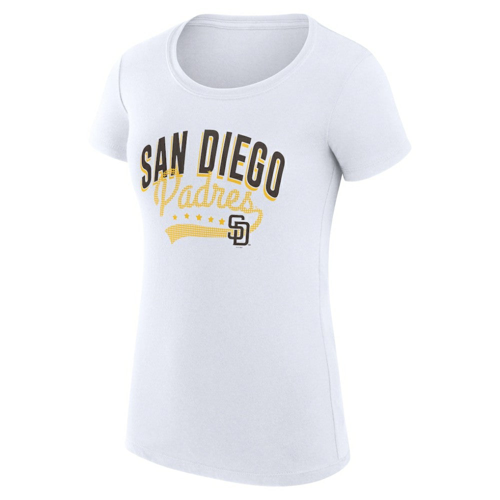 White San Diego Padres G-III 4Her by Carl Banks Women's Super-Slim Fit Lightweight Filigree Team T-Shirt