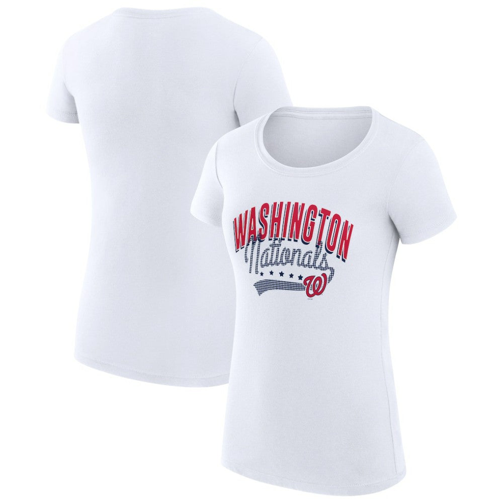 White Washington Nationals G-III 4Her by Carl Banks Women's Super-Slim Fit Lightweight Filigree Team T-Shirt