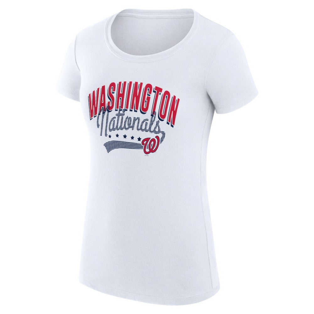 White Washington Nationals G-III 4Her by Carl Banks Women's Super-Slim Fit Lightweight Filigree Team T-Shirt
