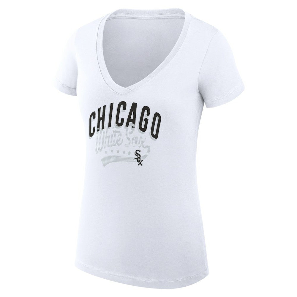White Chicago White Sox G-III 4Her by Carl Banks Women's Super-Slim Fit Lightweight Filigree Team V-Neck T-Shirt