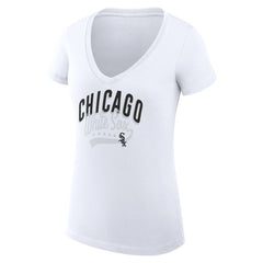 White Chicago White Sox G-III 4Her by Carl Banks Women's Super-Slim Fit Lightweight Filigree Team V-Neck T-Shirt