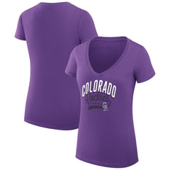 Purple Colorado Rockies G-III 4Her by Carl Banks Women's Super-Slim Fit Lightweight Filigree Team V-Neck T-Shirt