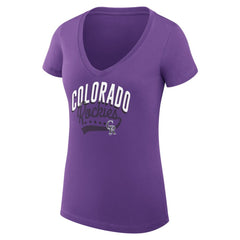 Purple Colorado Rockies G-III 4Her by Carl Banks Women's Super-Slim Fit Lightweight Filigree Team V-Neck T-Shirt