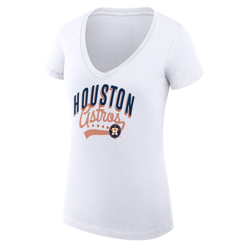 White Houston Astros G-III 4Her by Carl Banks Women's Super-Slim Fit Lightweight Filigree Team V-Neck T-Shirt