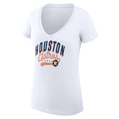 White Houston Astros G-III 4Her by Carl Banks Women's Super-Slim Fit Lightweight Filigree Team V-Neck T-Shirt