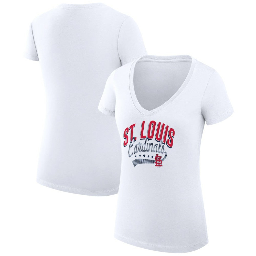 White St. Louis Cardinals G-III 4Her by Carl Banks Women's Super-Slim Fit Lightweight Filigree Team V-Neck T-Shirt
