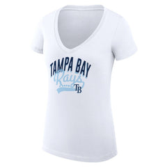 White Tampa Bay Rays G-III 4Her by Carl Banks Women's Super-Slim Fit Lightweight Filigree Team V-Neck T-Shirt