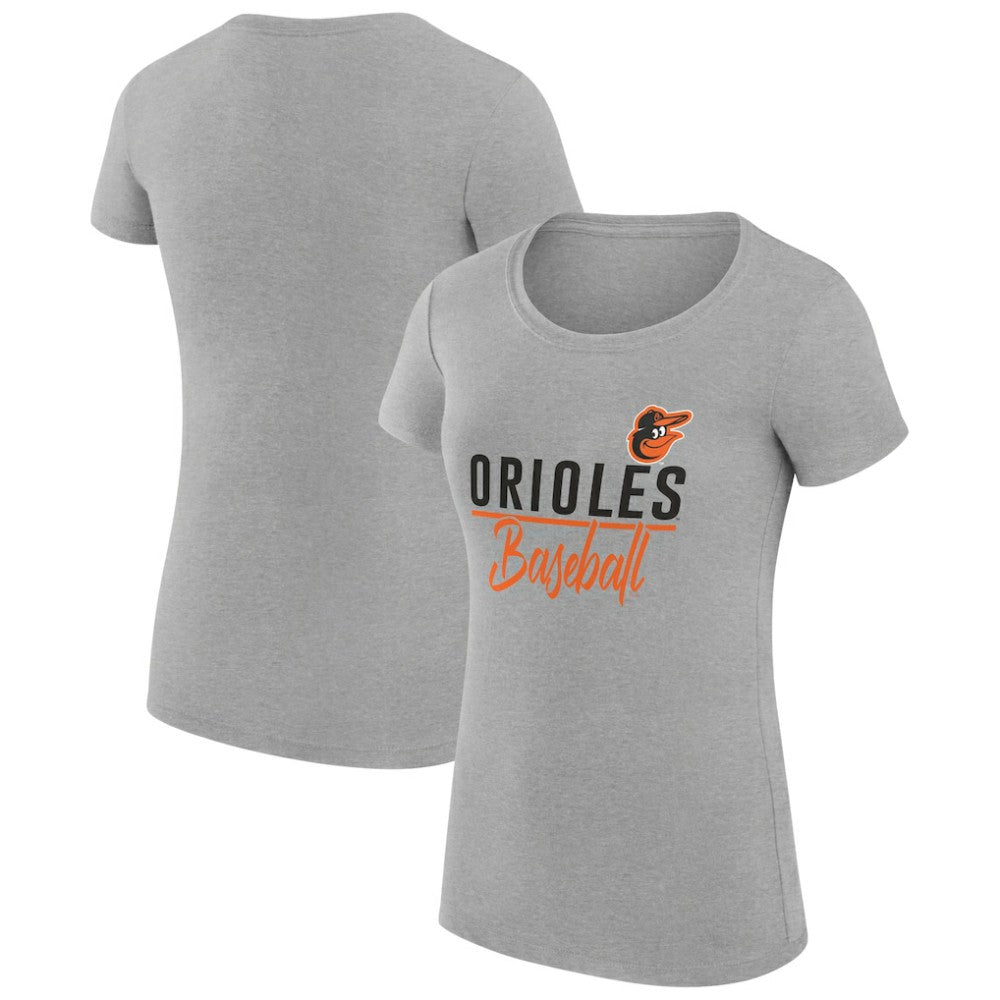 Heather Gray Baltimore Orioles G-III 4Her by Carl Banks Women's Super-Slim Fit Lightweight Team Graphic T-Shirt