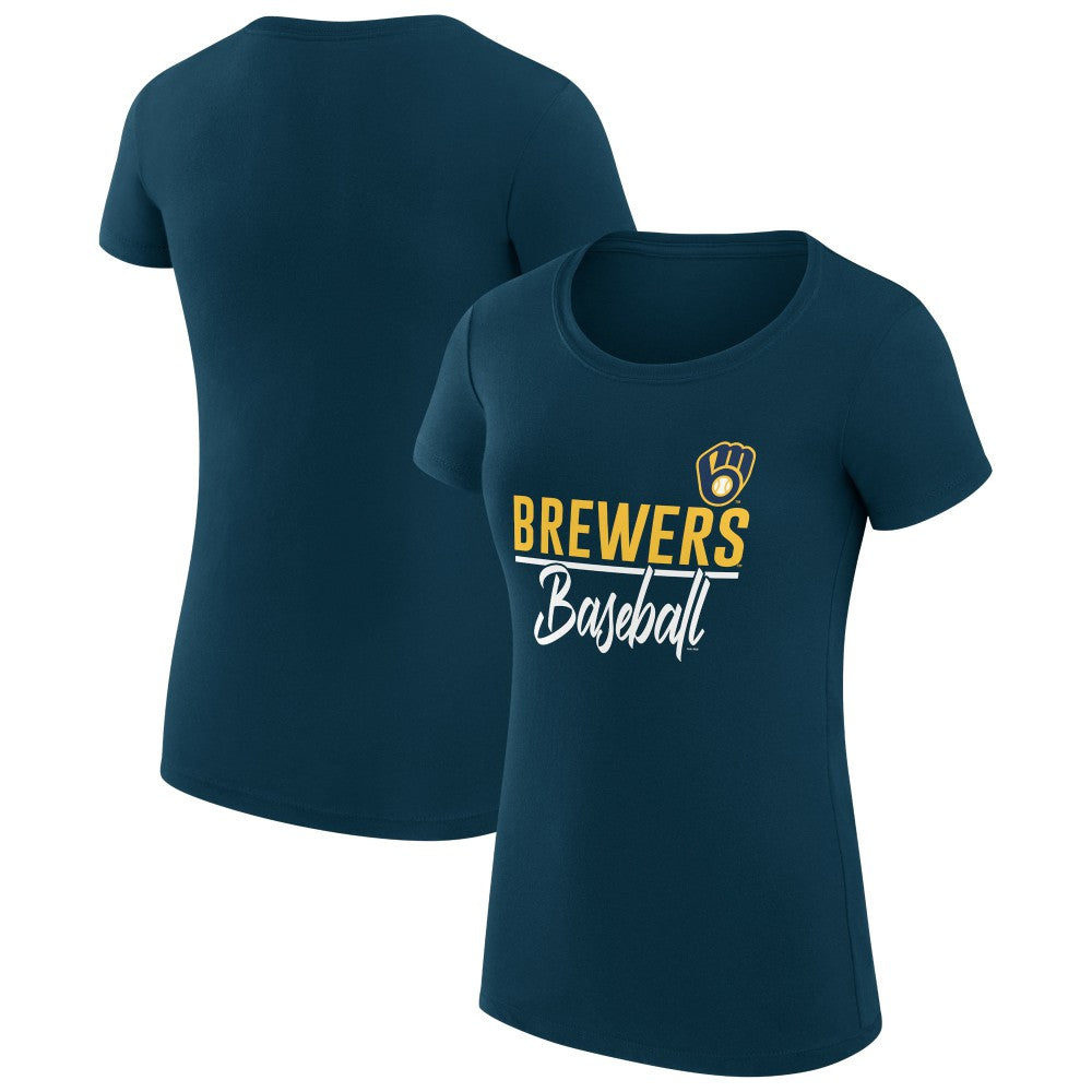 Navy Milwaukee Brewers G-III 4Her by Carl Banks Women's Super-Slim Fit Lightweight Team Graphic T-Shirt