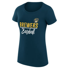 Navy Milwaukee Brewers G-III 4Her by Carl Banks Women's Super-Slim Fit Lightweight Team Graphic T-Shirt