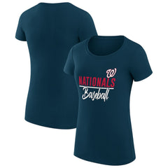 Navy Washington Nationals G-III 4Her by Carl Banks Women's Super-Slim Fit Lightweight Team Graphic T-Shirt