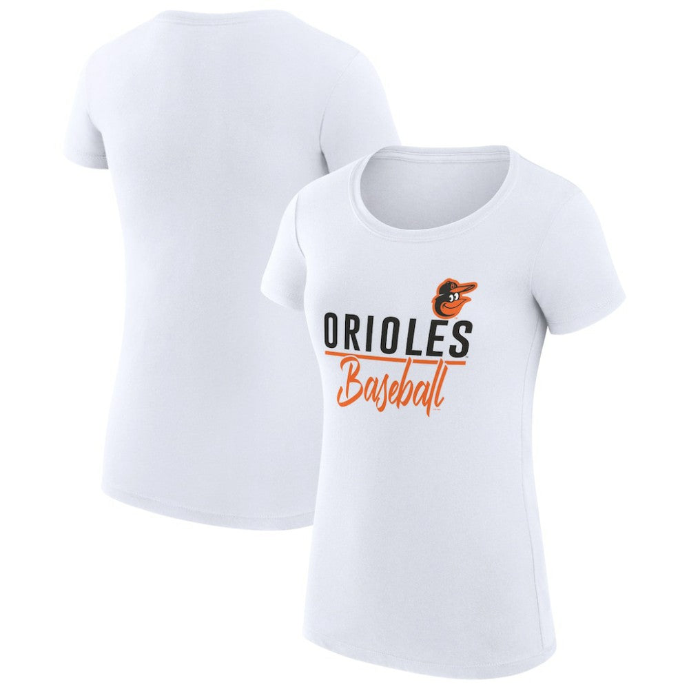 White Baltimore Orioles G-III 4Her by Carl Banks Women's Super-Slim Fit Lightweight Team Graphic T-Shirt