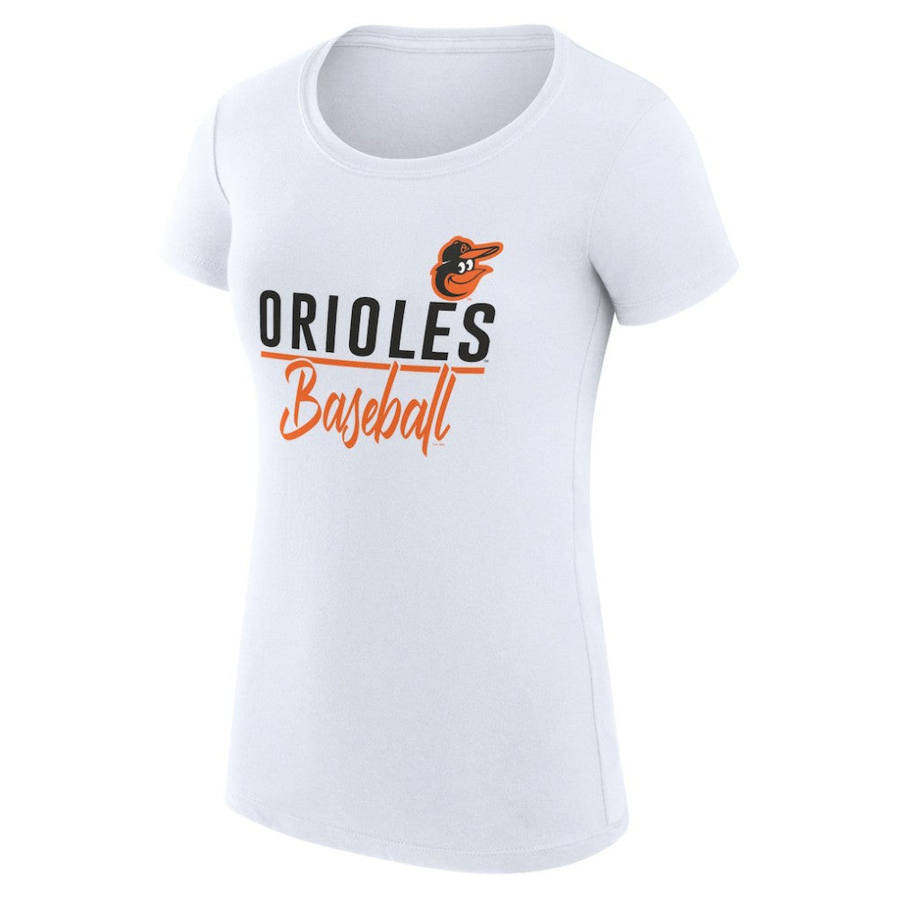 White Baltimore Orioles G-III 4Her by Carl Banks Women's Super-Slim Fit Lightweight Team Graphic T-Shirt
