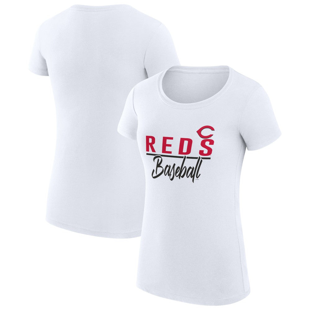 White Cincinnati Reds G-III 4Her by Carl Banks Women's Super-Slim Fit Lightweight Team Graphic T-Shirt