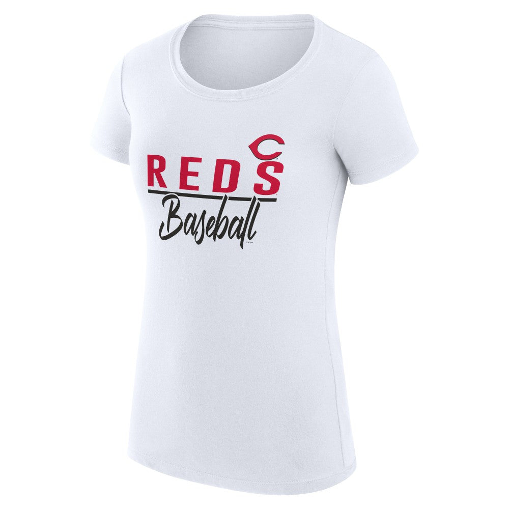 White Cincinnati Reds G-III 4Her by Carl Banks Women's Super-Slim Fit Lightweight Team Graphic T-Shirt
