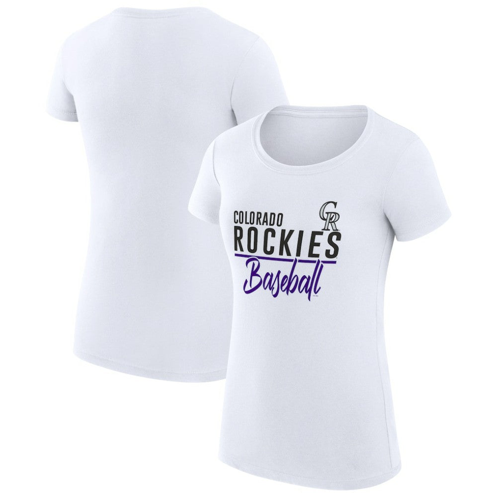 White Colorado Rockies G-III 4Her by Carl Banks Women's Super-Slim Fit Lightweight Team Graphic T-Shirt