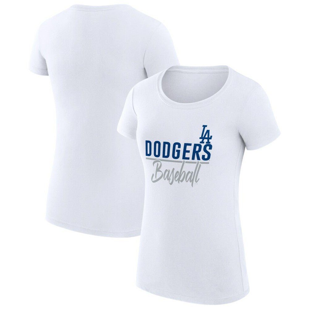 White Los Angeles Dodgers G-III 4Her by Carl Banks Women's Super-Slim Fit Lightweight Team Graphic T-Shirt